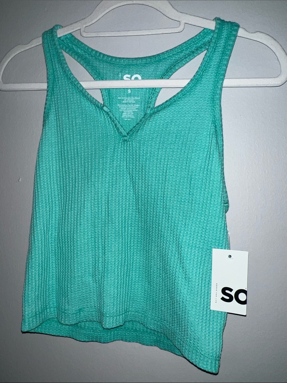 SO Waffle Racerback Cropped Tank Top Size S New With Tag